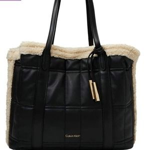 Calvin Klein Hagan Quilted Grid Sherpa Novelty Tote